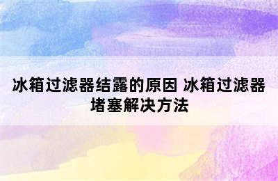 冰箱过滤器结露的原因 冰箱过滤器堵塞解决方法